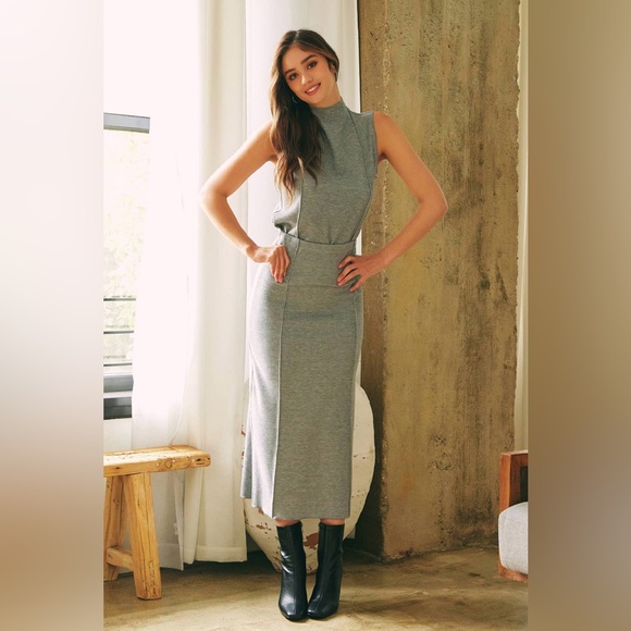 NWT Boutique Claire 2-Piece High Neck Top & Maxi Skirt Set – Gray - Picture 3 of 12